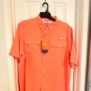 Men's Bright Orange Button-Down Shirt